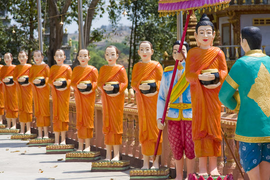 The image of monks in a Buddhist Temple in Sihanoukville