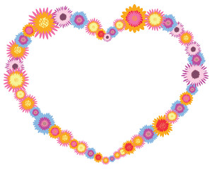 flowers heart frame vector