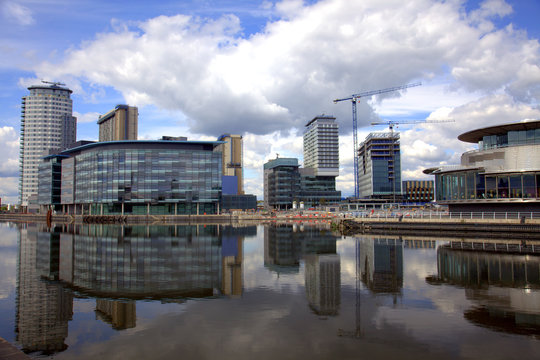 Modern buildings at Salford Quays in Manchester