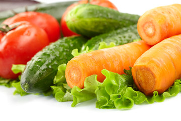 fresh vegetables on the white background