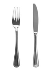 Knife and fork isolated