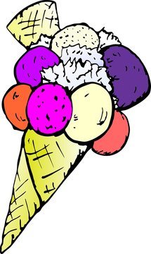 colorful ice cream cone scoop clip art preview