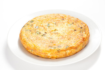 potato omelette with olive oil and green pepper