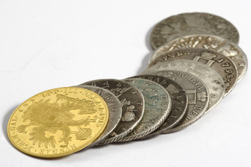 acient coins on the white background