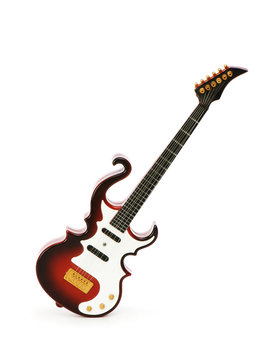Wood guitar isolated on the white background