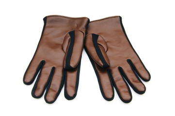 Leather gloves isolated on the white background