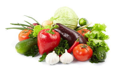 fresh vegetables on the white background