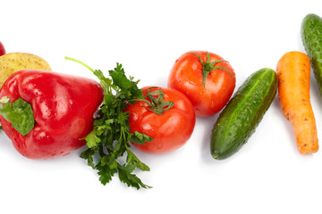 fresh vegetables on the white background