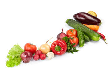fresh vegetables on the white background