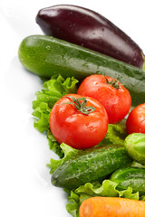 fresh vegetables on the white background