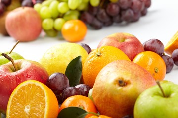 fresh fruits on the white background