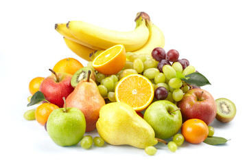 Fototapeta na wymiar fresh fruits on the white background
