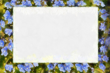 abstract frame with blue flowers