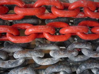 red painted ship chain