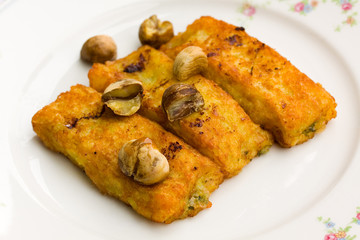 Käse - Spinat Kroketten mit Kastanien