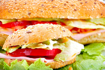 Round Fresh sandwich with ham and cheese