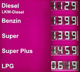Benzinpreise Tankstelle pink