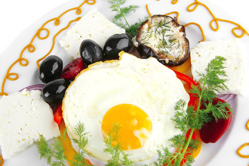 fried egg served on white plate