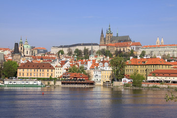 Fototapeta na wymiar Prague's St. Nicholas' Cathedral with Prague Castle