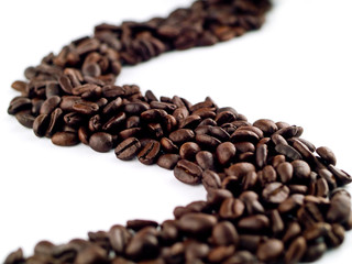 Whole Coffee Beans on a White Background