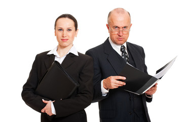 two business people with folders