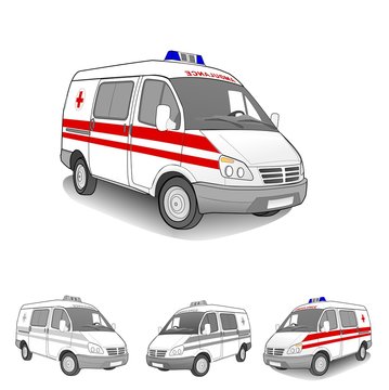 4 ambulance car set