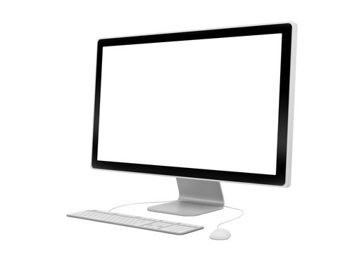 modern computer workstation with blank screen