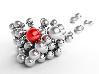 3d abstract dynamic of glossy silver balls