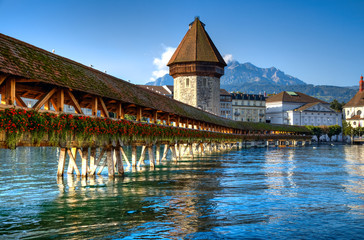 Fototapeta premium Wooden bridge in Lucerne