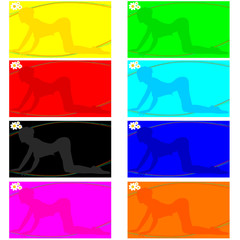 calling card color with girl illustration