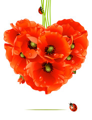 Floral love card (poppy heart)