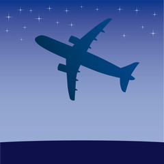 airplane aero aviation silhouette. Vector cartoon illustration.
