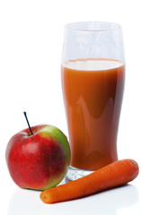 Fototapeta premium Carrots, apple and juice