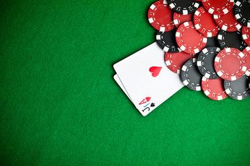 Black and red poker chips in the background