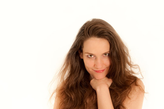 Portrait einer h&uuml;bschen br&uuml;netten Frau