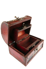 two open wooden chests