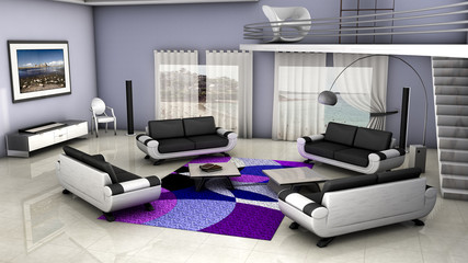 Salon avec vue sur la mer