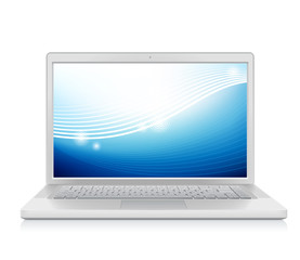 Detailed vector laptop with abstract wallpaper