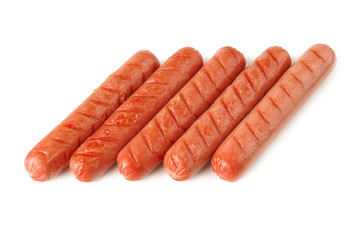 row of grilled beef sausages