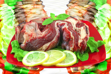 red raw beef asado