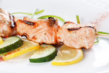 grilled salmon with lemon.