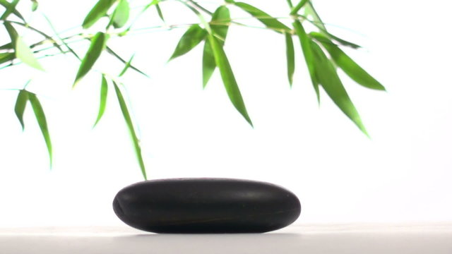 Stacking Zen rocks against bamboo background - HD