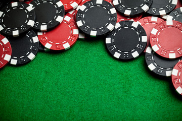 Red and black gambling chips