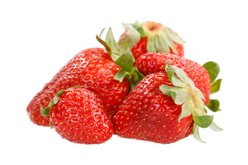 red strawberry with green leaves