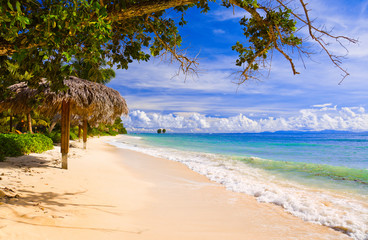 Tropical beach at island La Digue, Seychelles