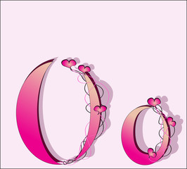 English alphabet in a pink color