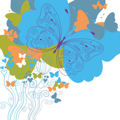 floral background with batterfly