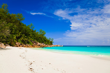 Tropical beach at island Praslin, Seychelles