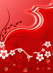 bright red background with flowers