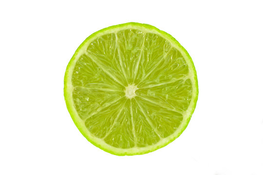 slice of lime isolated on white